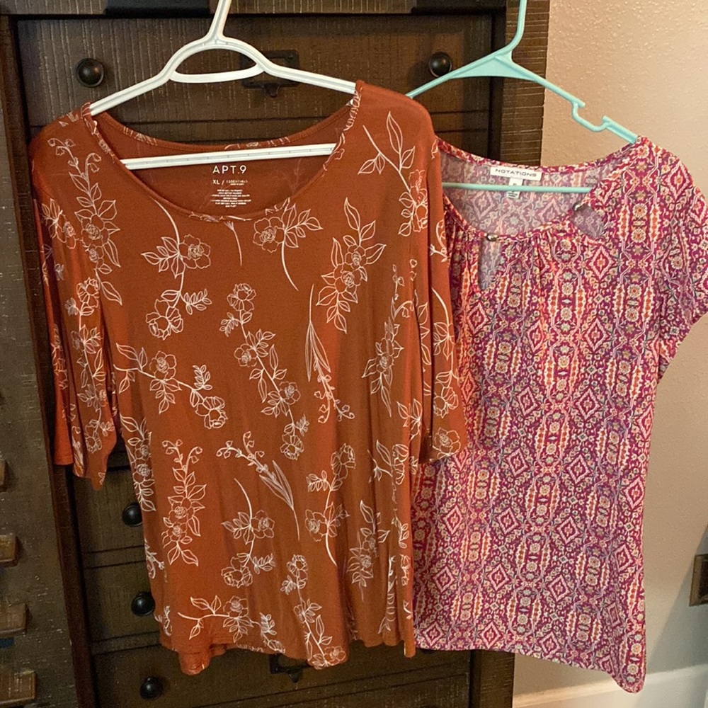 Bundle XL Notations blouse and brown floral Apt 9 3/4 sleeve top